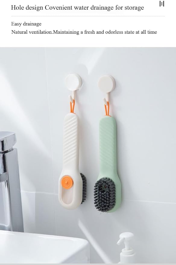 Multifunction Cleaning Shoe Brush Soft Automatic Liquid Shoe Brush Long Handle Clothes Soap Brush With Hook Clean Tool