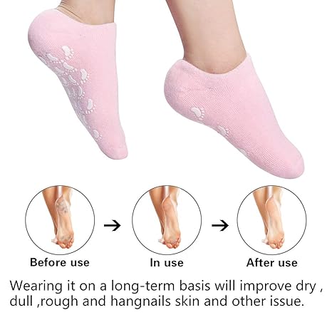 Premium Quality Anti-Cracking Moisturizing Foot Care Women's Reusable Silicone Gel Heel Socks for Cracked Heels