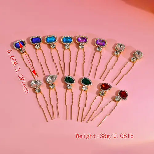 6 pcs Vintage-Inspired Sparkling U-Shaped Hair Pins Set for Brides - Perfect for Weddings & Everyday Wear,