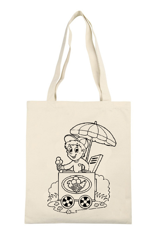 Kids Eco-Friendly Cotton Bag for Painting and Drawing Featuring Letter Pattern Canvas