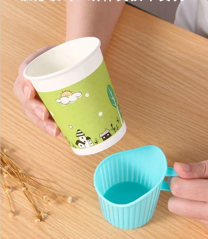 Eco-Friendly Disposable Thickened Plastic Cup Holder with Convenient Handle Anti-Scalding Heat-Insulating for hot Drinking
