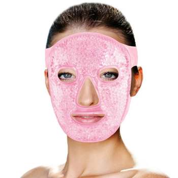 Hot and Cold Therapy Gel Bead Full Facial Mask for Migraine Headache, Stress Relief ,Reduces Eye Puffiness, Dark Circles | Fabric Back (Full Face with Eye Holes)