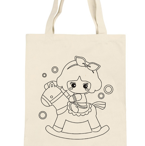 Kids Eco-Friendly Cotton Bag for Painting and Drawing Featuring Letter Pattern Canvas