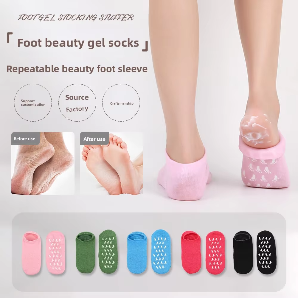 Premium Quality Anti-Cracking Moisturizing Foot Care Women's Reusable Silicone Gel Heel Socks for Cracked Heels