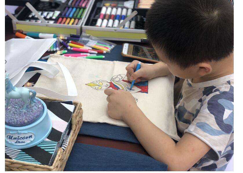 Kids Eco-Friendly Cotton Bag for Painting and Drawing Featuring Letter Pattern Canvas