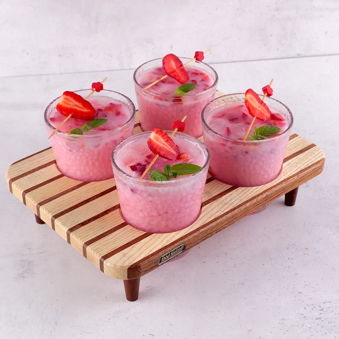 Wooden Glass Tray Set with Glasses