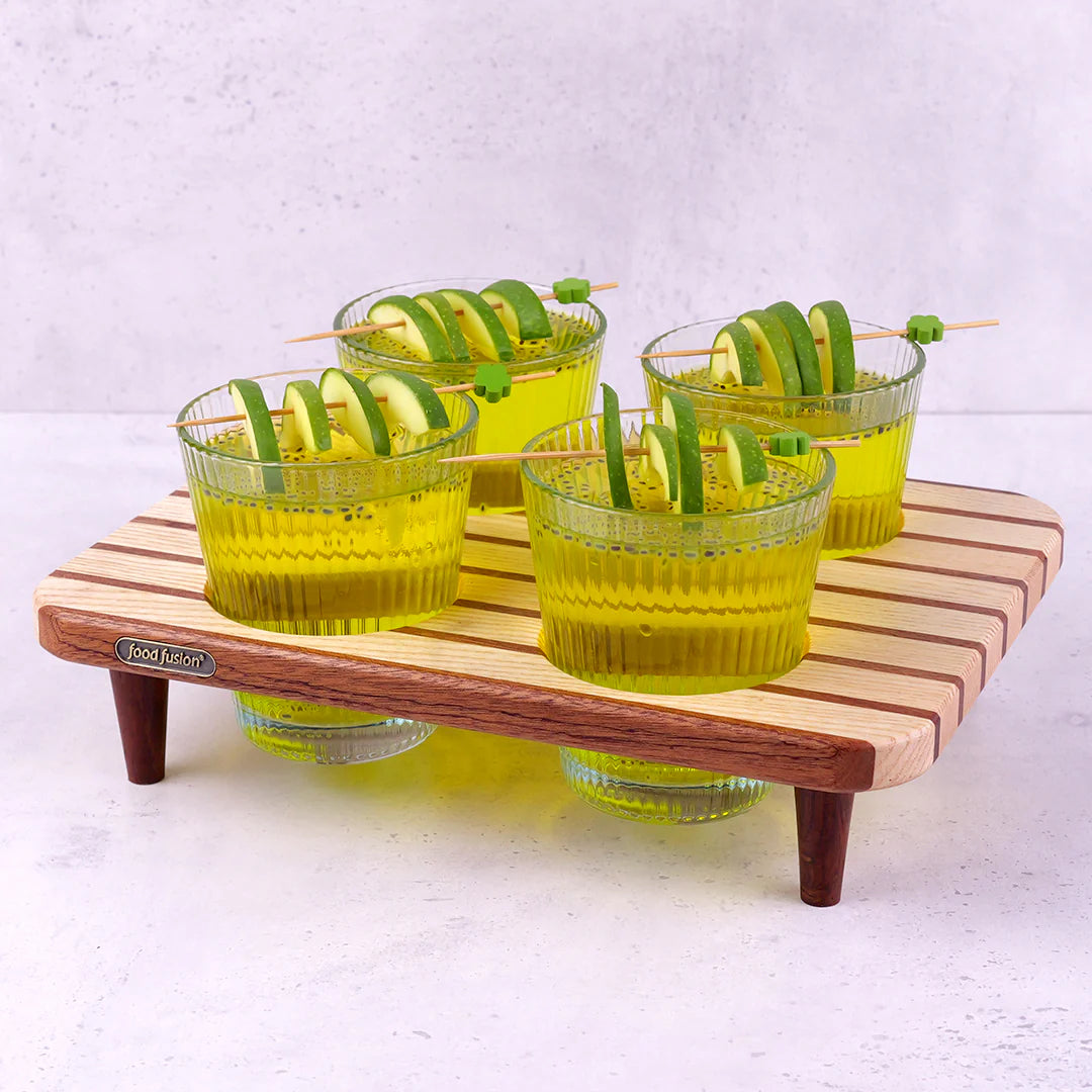 Wooden Glass Tray Set with Glasses