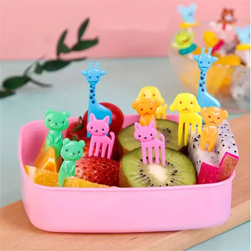 40 pieces Cute Lunch Accessories Set, Bento Sauce Box Containers, Cartoon Plastic Fruit Dessert Forks, Suitable for Bento Boxes, Apartments, Schools, and Homes