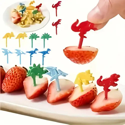 40 pieces Cute Lunch Accessories Set, Bento Sauce Box Containers, Cartoon Plastic Fruit Dessert Forks, Suitable for Bento Boxes, Apartments, Schools, and Homes
