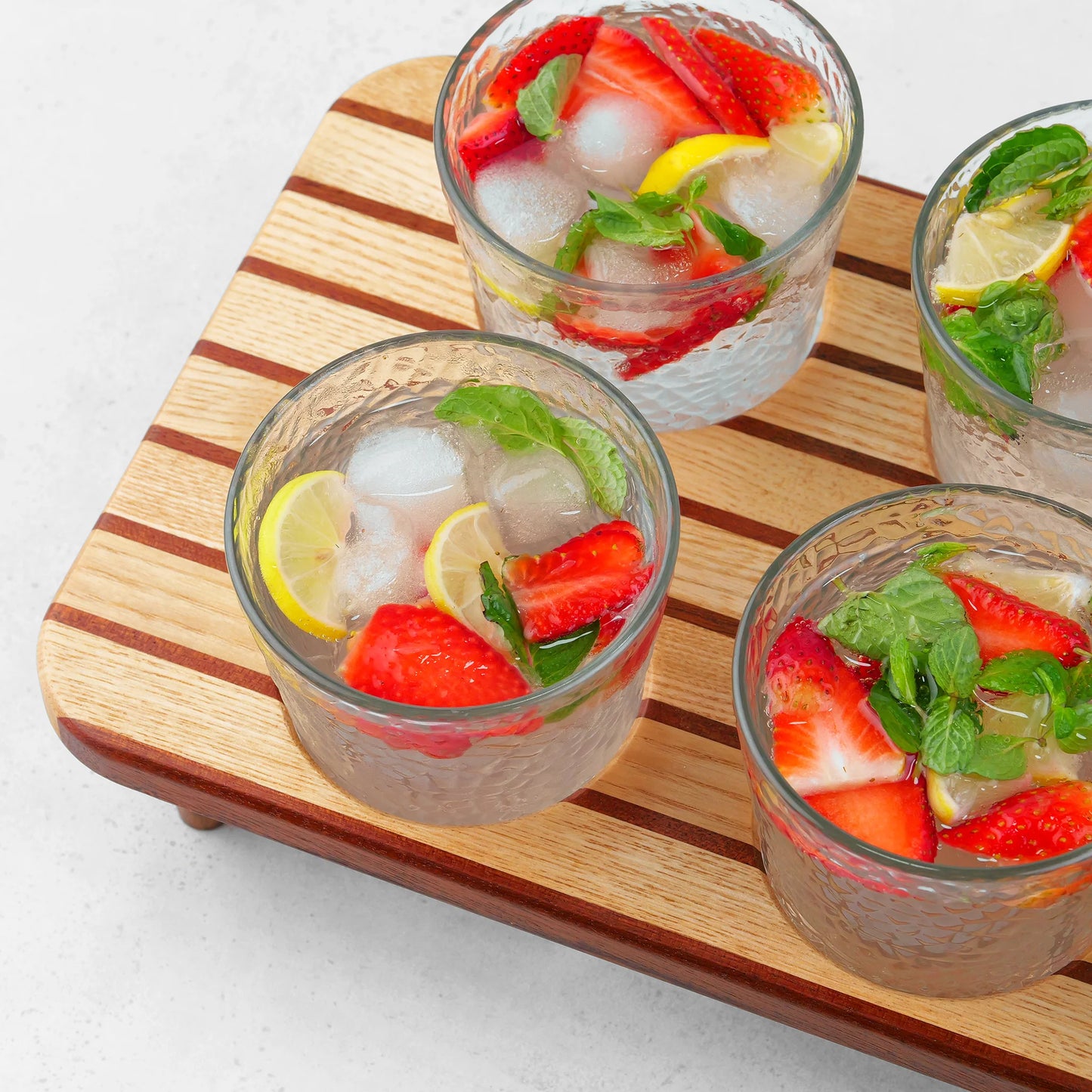 Wooden Glass Tray Set with Glasses