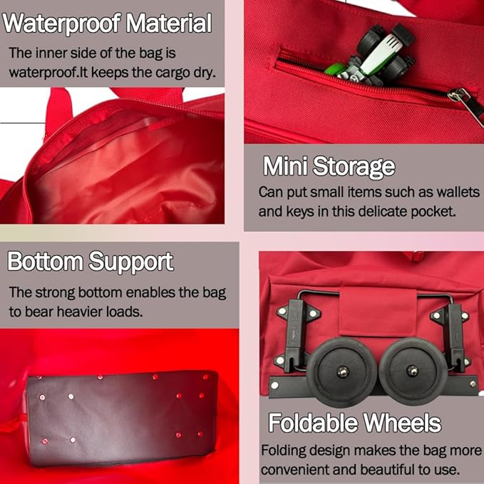 Shopping Grocery Bag With Wheels Rolling Tote Bag easy to carry heavy grocery items