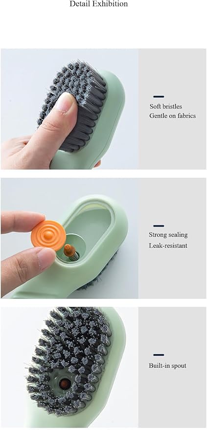 Multifunction Cleaning Shoe Brush Soft Automatic Liquid Shoe Brush Long Handle Clothes Soap Brush With Hook Clean Tool