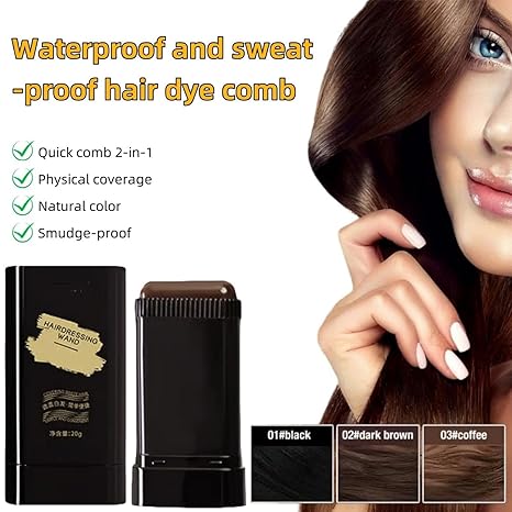 Waterproof Instant Black Root Coverage Hair Dye, Portable Hair Colouring for Women and Men