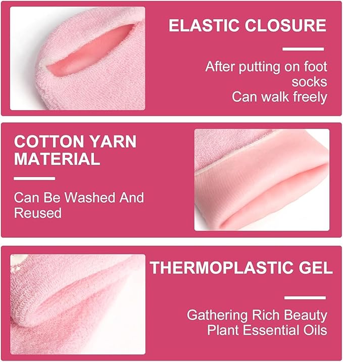 Premium Quality Anti-Cracking Moisturizing Foot Care Women's Reusable Silicone Gel Heel Socks for Cracked Heels