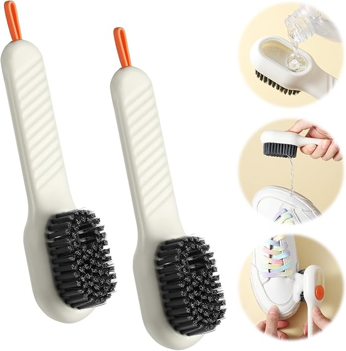 Multifunction Cleaning Shoe Brush Soft Automatic Liquid Shoe Brush Long Handle Clothes Soap Brush With Hook Clean Tool