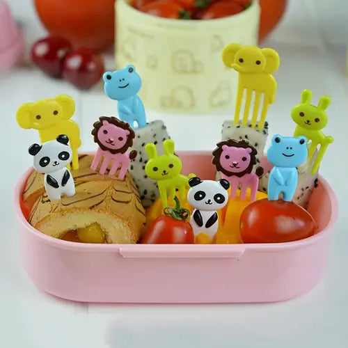 40 pieces Cute Lunch Accessories Set, Bento Sauce Box Containers, Cartoon Plastic Fruit Dessert Forks, Suitable for Bento Boxes, Apartments, Schools, and Homes