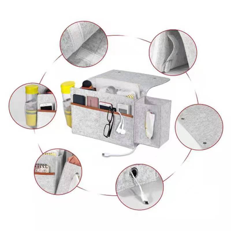 Durable Felt Storage Bag Organizer Hanging Bedside Bed Sofa Caddy for Baby Tissue Box Bottle Holder for Living Room