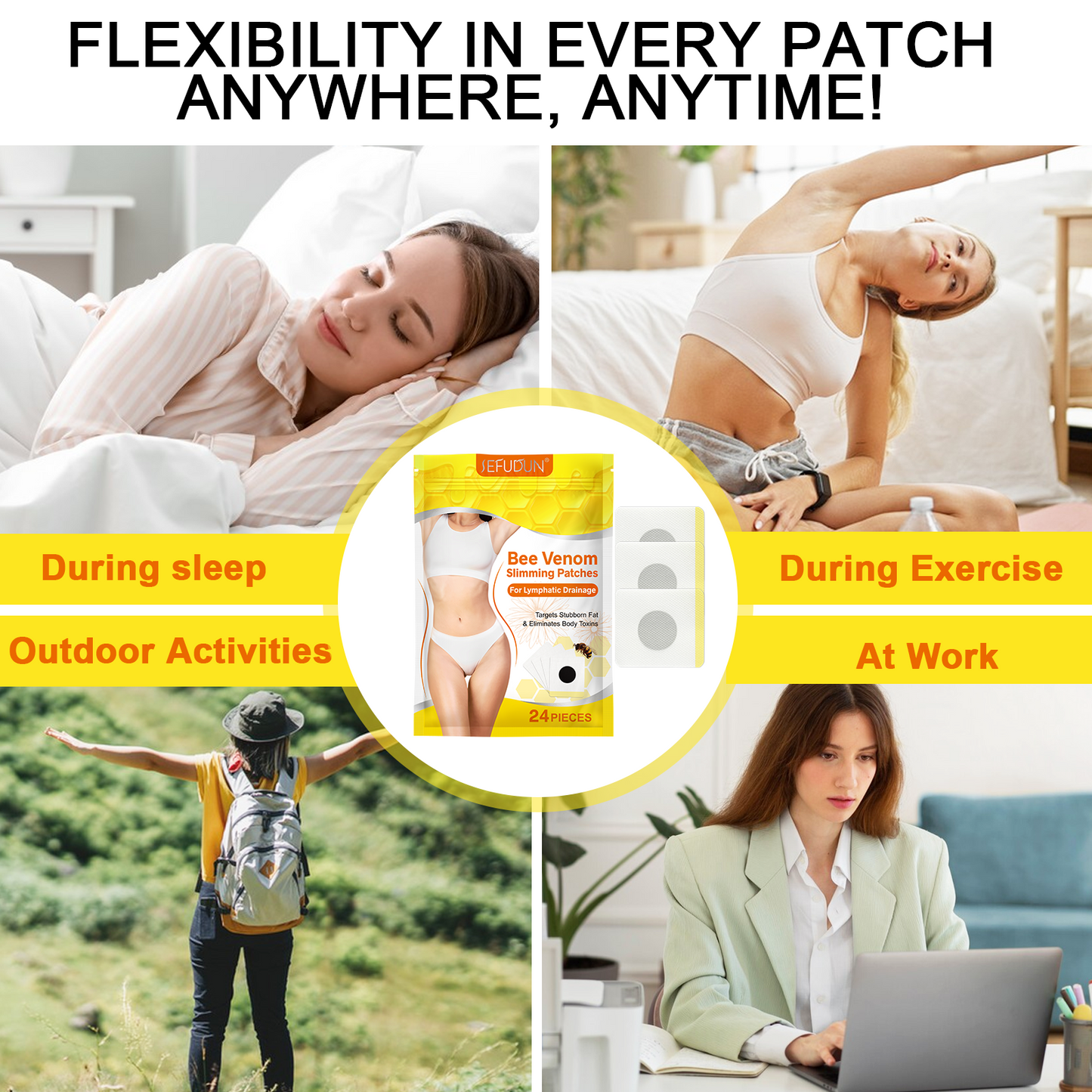 24Pcs Bee Venom Slimming Patches – Target Belly Fat & Detox Naturally