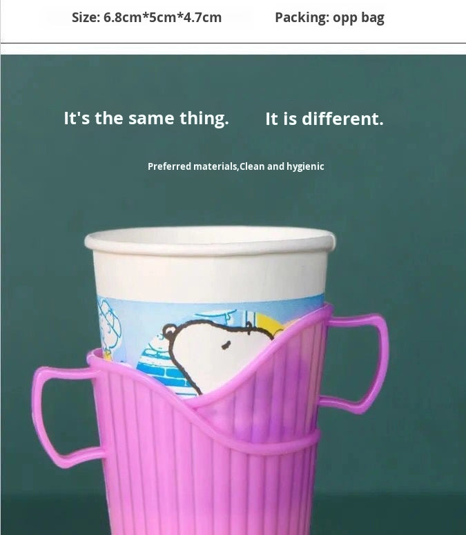 Eco-Friendly Disposable Thickened Plastic Cup Holder with Convenient Handle Anti-Scalding Heat-Insulating for hot Drinking