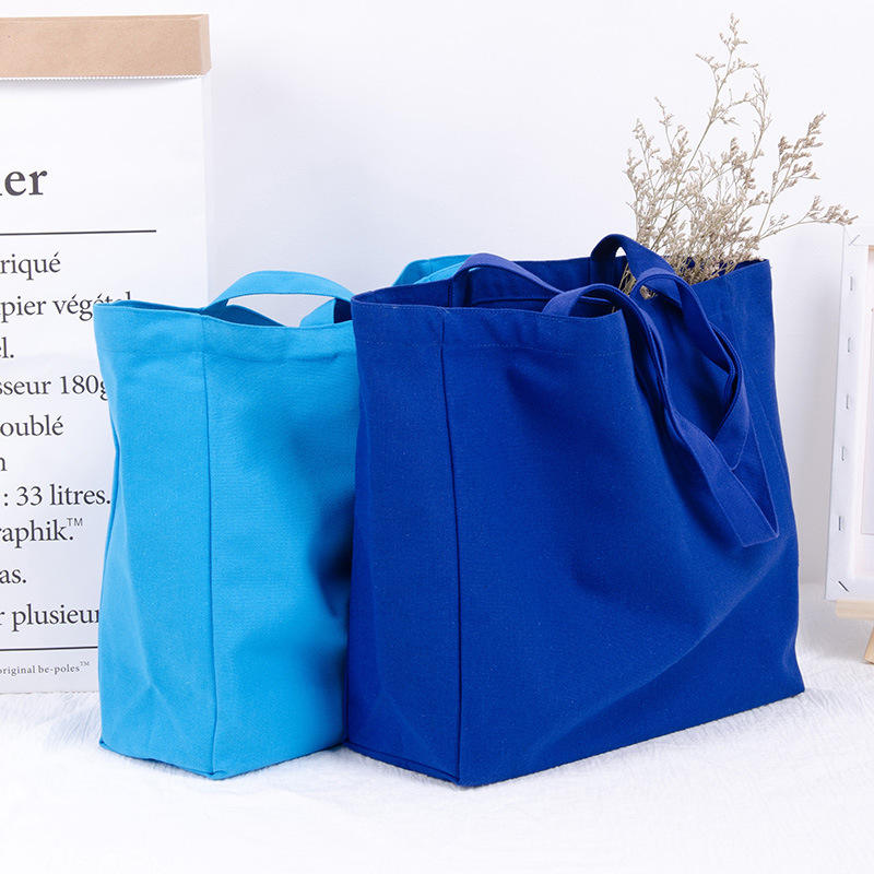 Eco-friendly Large Capacity Portable Reusable Shopping Bags Blank 100% Cotton Canvas Tote Bag