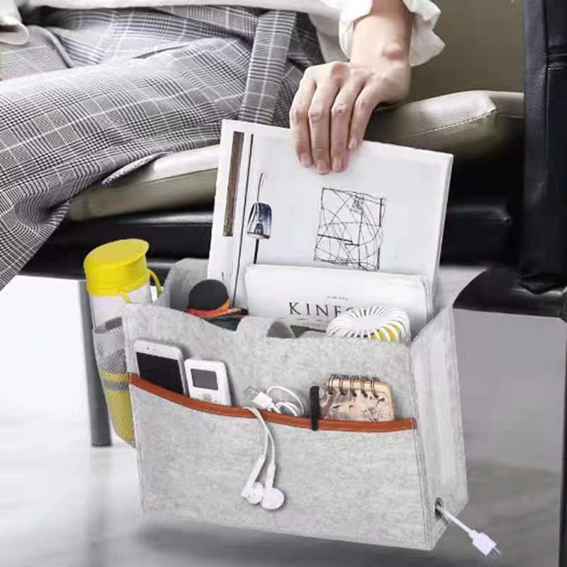 Durable Felt Storage Bag Organizer Hanging Bedside Bed Sofa Caddy for Baby Tissue Box Bottle Holder for Living Room