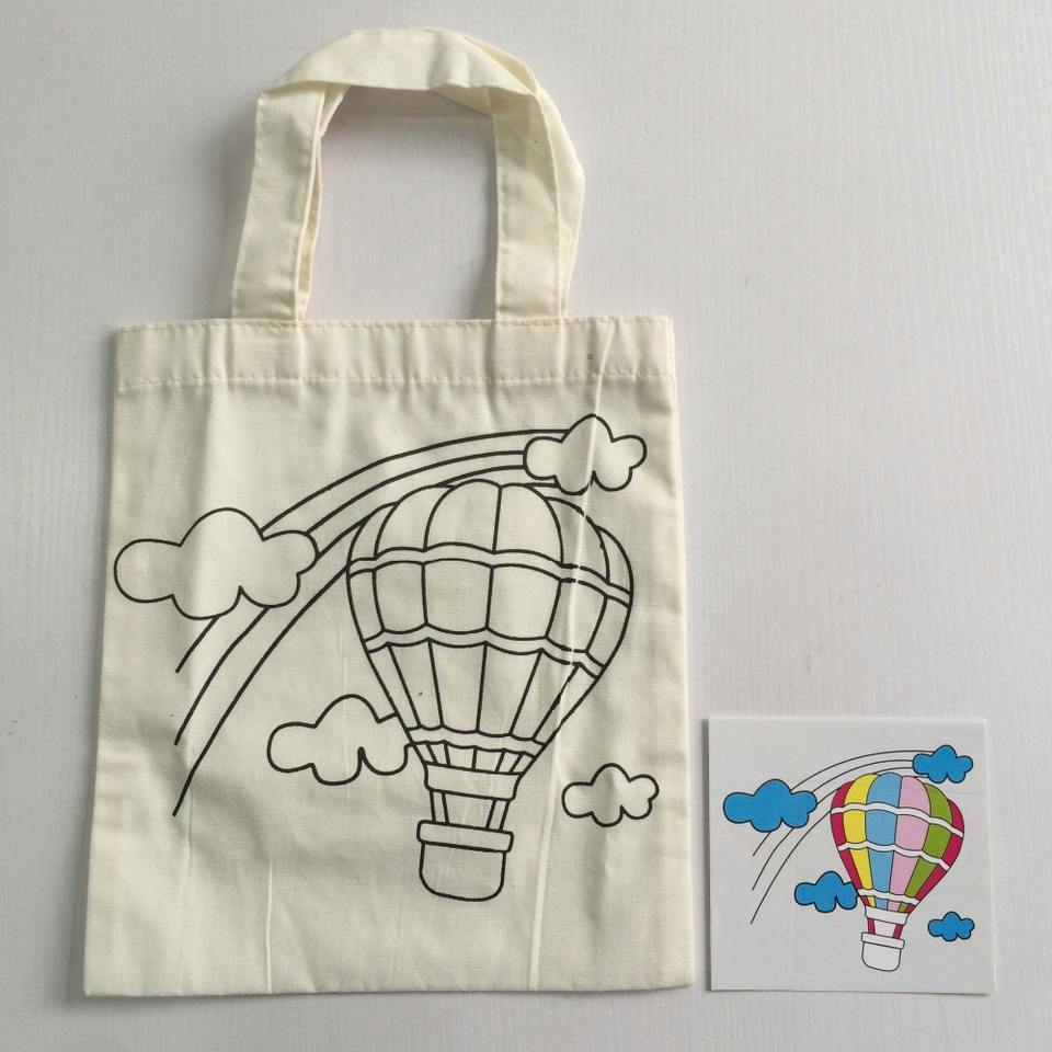 Kids Eco-Friendly Cotton Bag for Painting and Drawing Featuring Letter Pattern Canvas