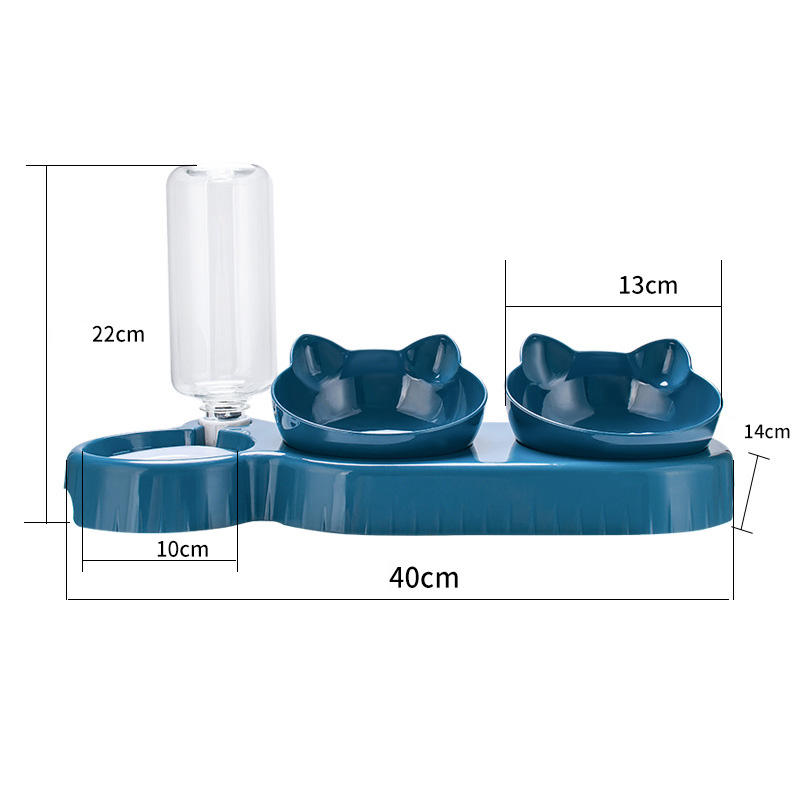 3in1 Pet Water Feeder Bowls Plastic Cat Double Pet Food Bowls With Automatic Water Bottle Bowl