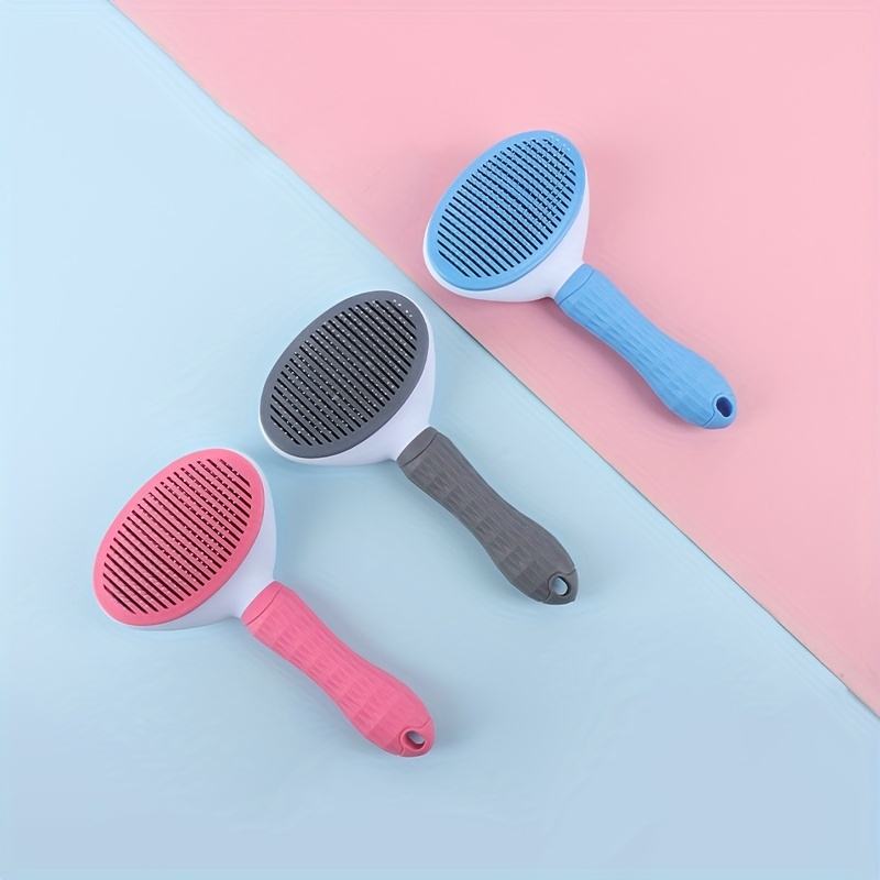 Pet Clean Hair Remover Button Stainless Steel Brushes Dogs Cat Slicker Self Cleaning Grooming Pet Comb Brush