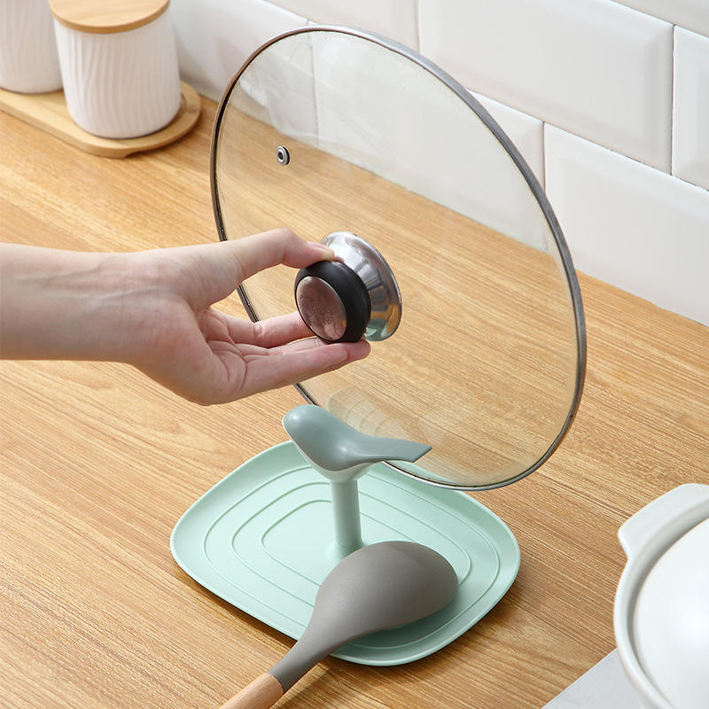 Kitchen Spatula Ladle Shelf Bird Shape Spoon Rest Pot Lid Holder Rack Cover Multifunctional Stand Containers with Pot Clips
