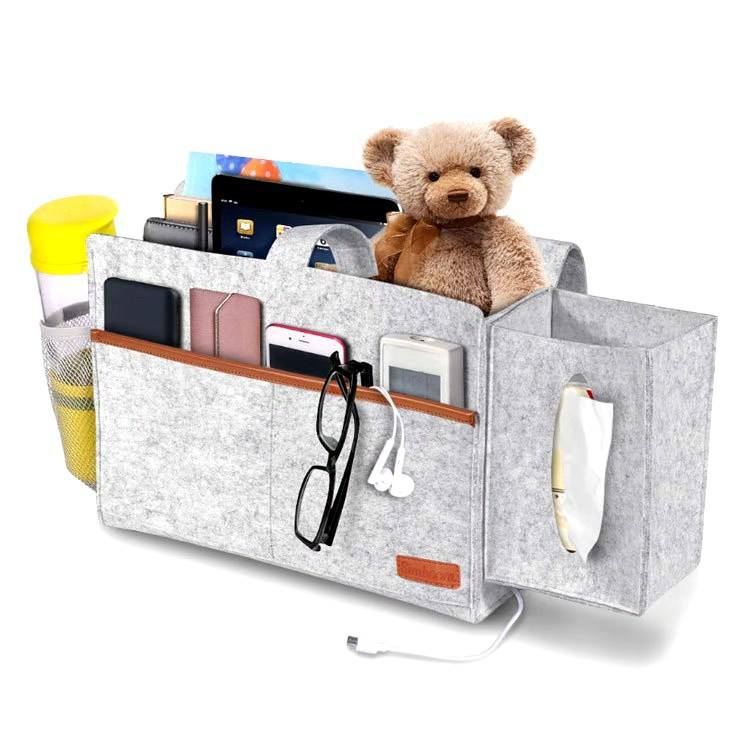 Durable Felt Storage Bag Organizer Hanging Bedside Bed Sofa Caddy for Baby Tissue Box Bottle Holder for Living Room