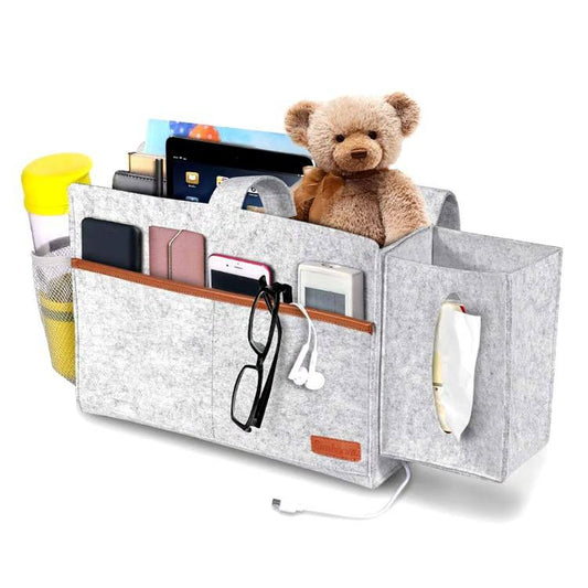 Durable Felt Storage Bag Organizer Hanging Bedside Bed Sofa Caddy for Baby Tissue Box Bottle Holder for Living Room