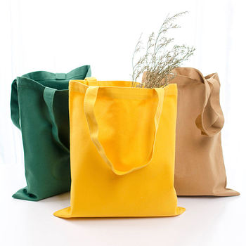 Eco-friendly Large Capacity Portable Reusable Shopping Bags Blank 100% Cotton Canvas Tote Bag