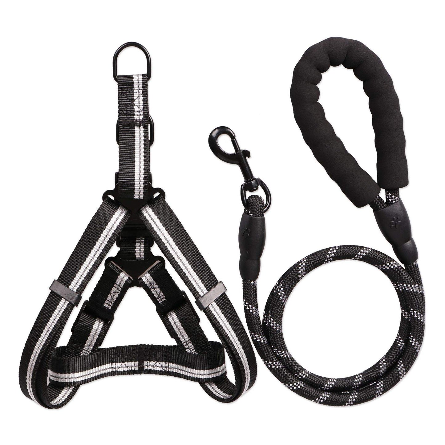 Nylon Pet Harness Leash Set with Pull Bungee Reflective Dog Luxury & Simple Styles Solid Pattern Decorative Rivet