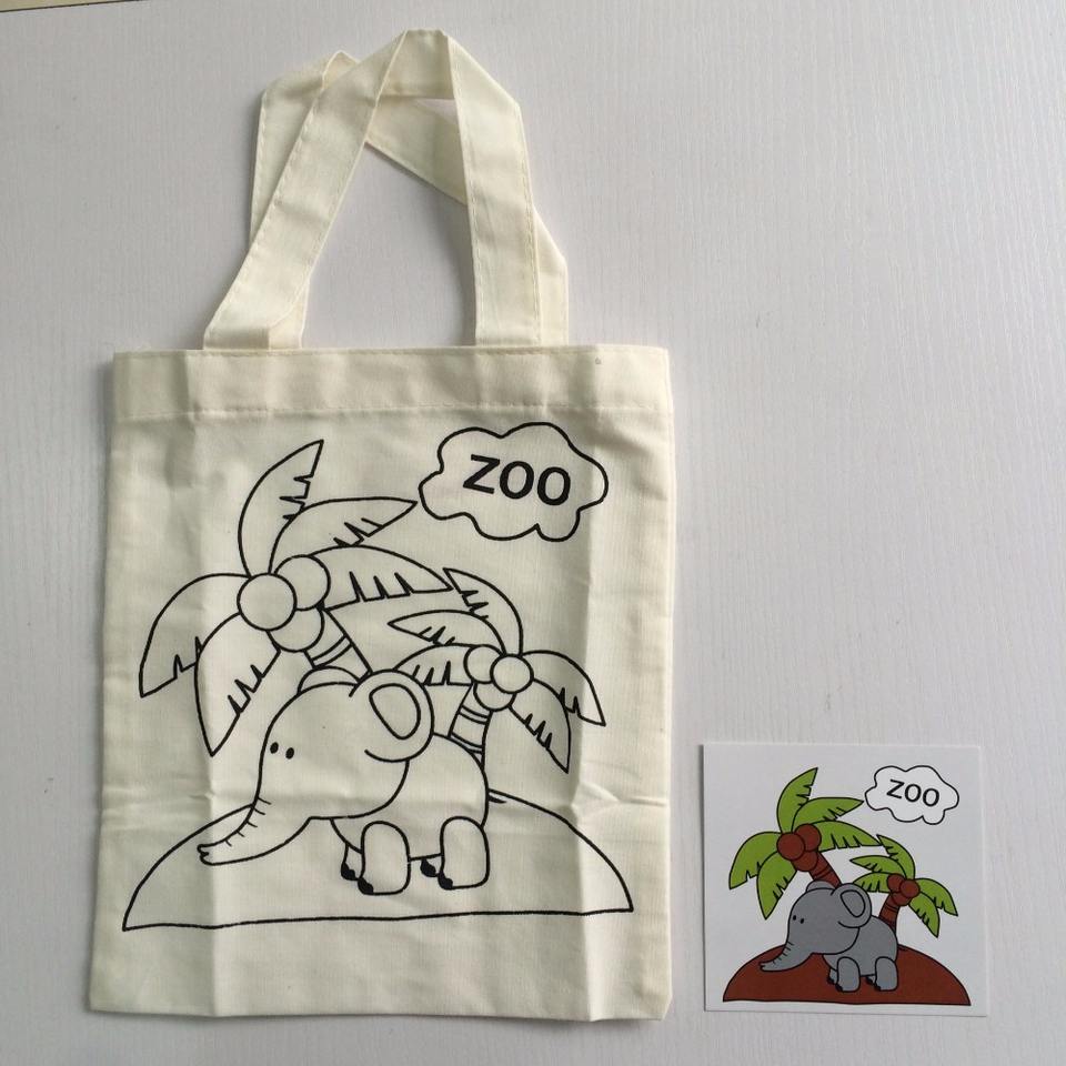 Kids Eco-Friendly Cotton Bag for Painting and Drawing Featuring Letter Pattern Canvas
