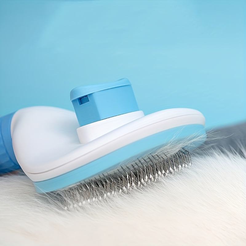 Pet Clean Hair Remover Button Stainless Steel Brushes Dogs Cat Slicker Self Cleaning Grooming Pet Comb Brush