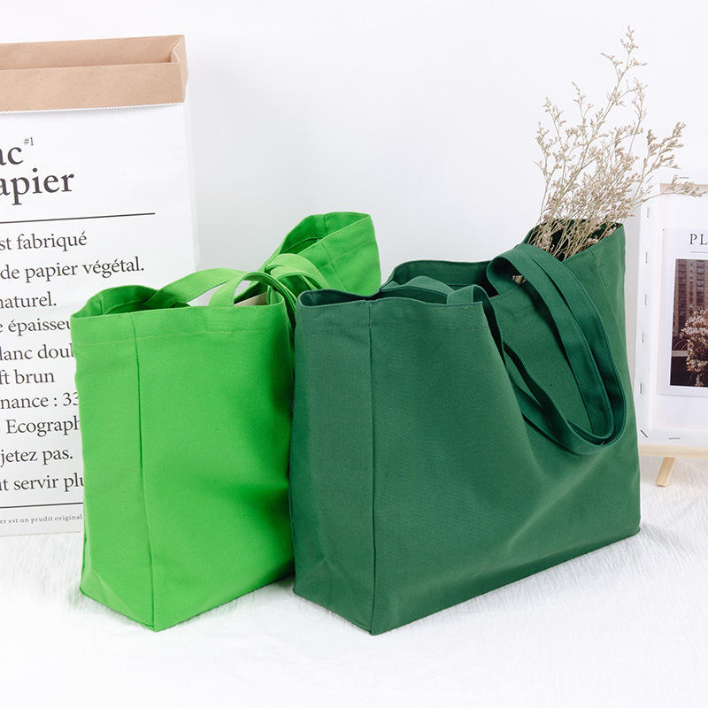 Eco-friendly Large Capacity Portable Reusable Shopping Bags Blank 100% Cotton Canvas Tote Bag