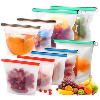 Reusable Food Grade Silicone Storage Bags Kitchen Organizer Bag for Vegetables Liquid Snacks and Foods
