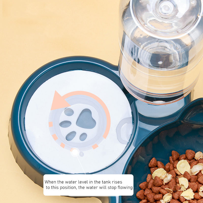 3in1 Pet Water Feeder Bowls Plastic Cat Double Pet Food Bowls With Automatic Water Bottle Bowl