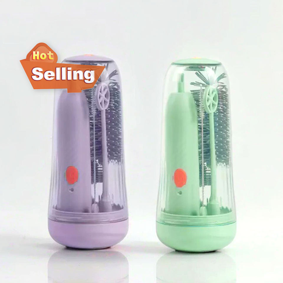 Rechargeable Travel Electric 360 Degree Rotation Cleaner Baby Automatic Silicone Bottle Brush Set