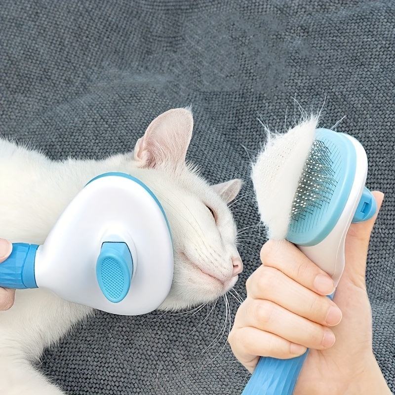Pet Clean Hair Remover Button Stainless Steel Brushes Dogs Cat Slicker Self Cleaning Grooming Pet Comb Brush