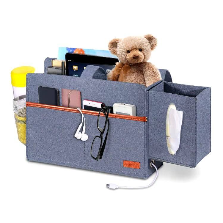 Durable Felt Storage Bag Organizer Hanging Bedside Bed Sofa Caddy for Baby Tissue Box Bottle Holder for Living Room