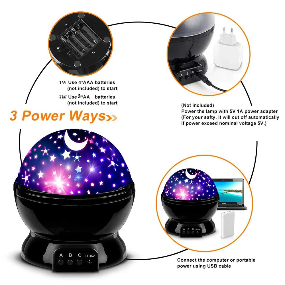 Top Quality Rotating Star Sky Moon and Stars LED Lights Projector for Kids for  Bedroom and Party Decor