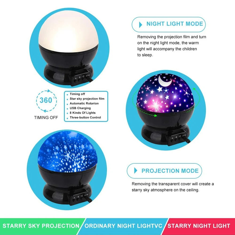 Top Quality Rotating Star Sky Moon and Stars LED Lights Projector for Kids for  Bedroom and Party Decor