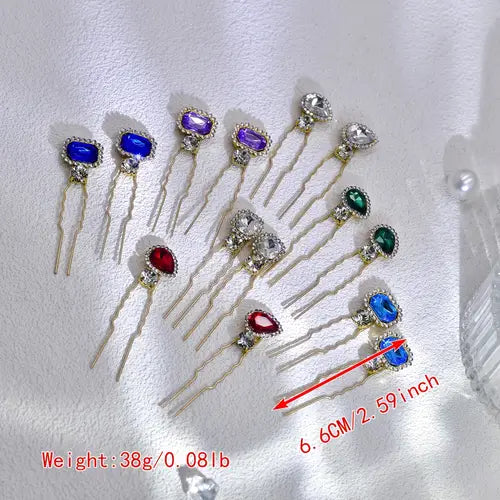 6 pcs Vintage-Inspired Sparkling U-Shaped Hair Pins Set for Brides - Perfect for Weddings & Everyday Wear,
