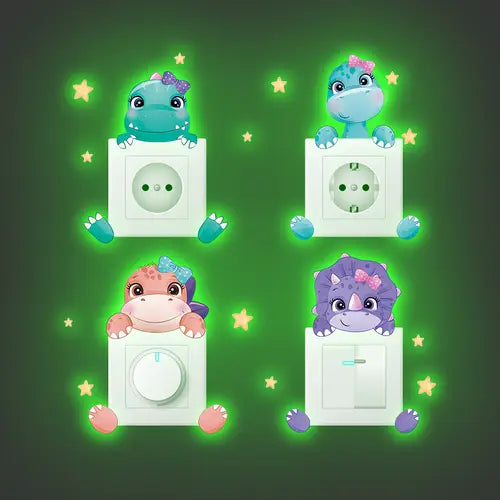 Luminous Cartoon Stickers Home Decoration Light Wall Switch Sticker Cute Removable Stickers